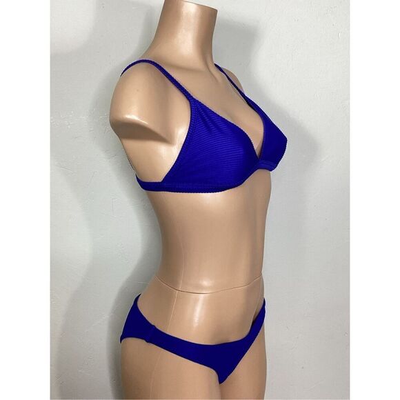 New. Seafolly blue ribbed bikini. Small. Retails $269 - Picture 3 of 9